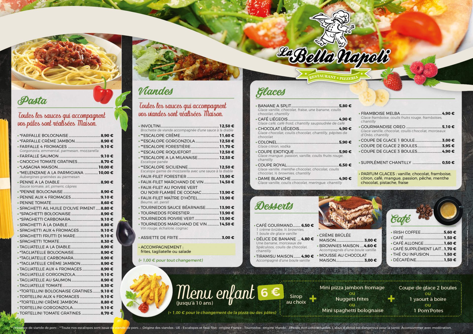 La Bella Napoli Découvrez notre carte de pizzas et plats